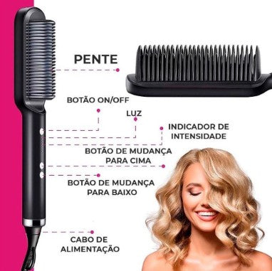 Escova Alisadora Elétrica Bivolt - BRANCA