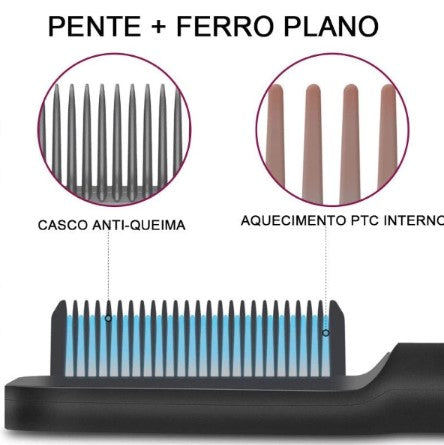 Escova Alisadora Elétrica Bivolt - BRANCA